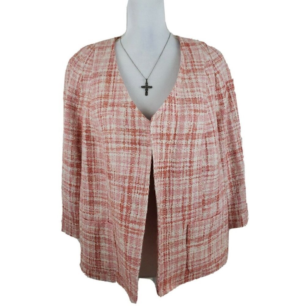 Talbots ~Woman Plus Size 16wpetite~ Orange/White Blazer The Grace Fit Nwt $209
